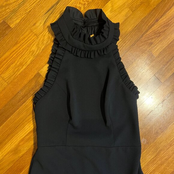 Petite Ruffled Halter Mock Neck Cutout-Back Gown - Picture 10 of 11